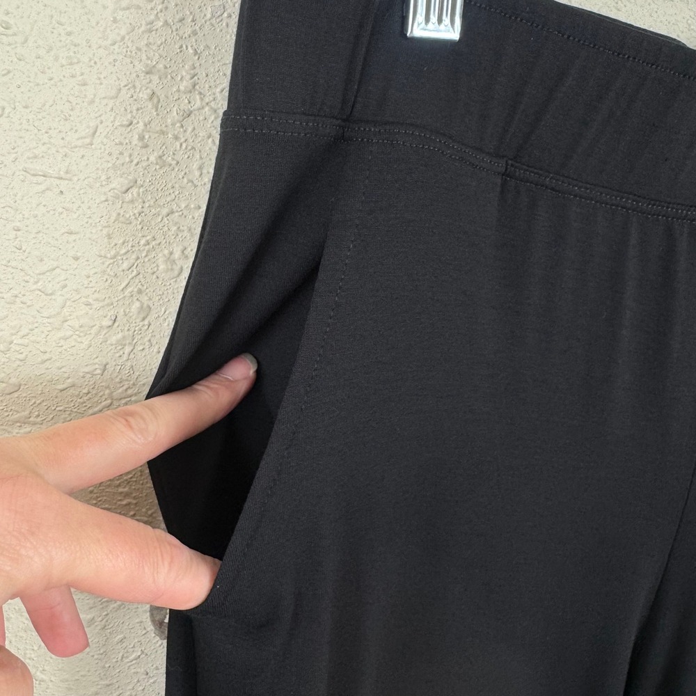 Lisa Bayne Womens Black Knit Wide Leg Cropped Pull On Pants Side Pockets Size M - Picture 3 of 4